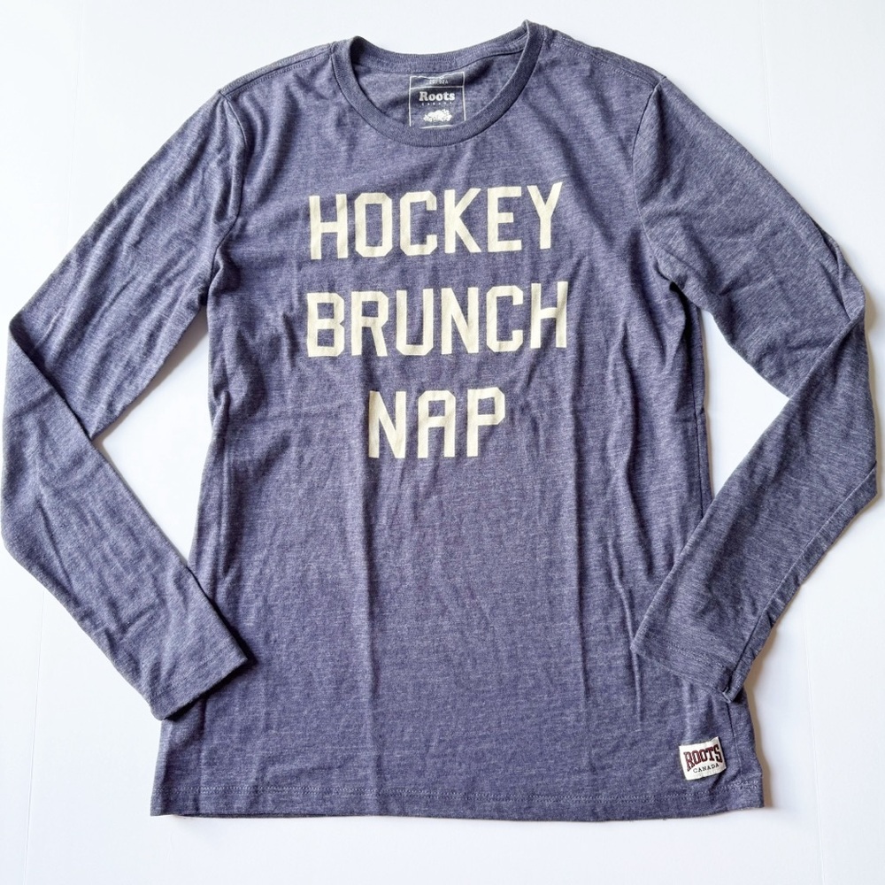 Roots Cream and Blue Fitted Long Sleeve Tee